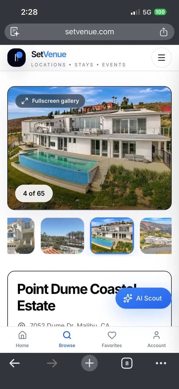 Malibu production location available on SetVenue